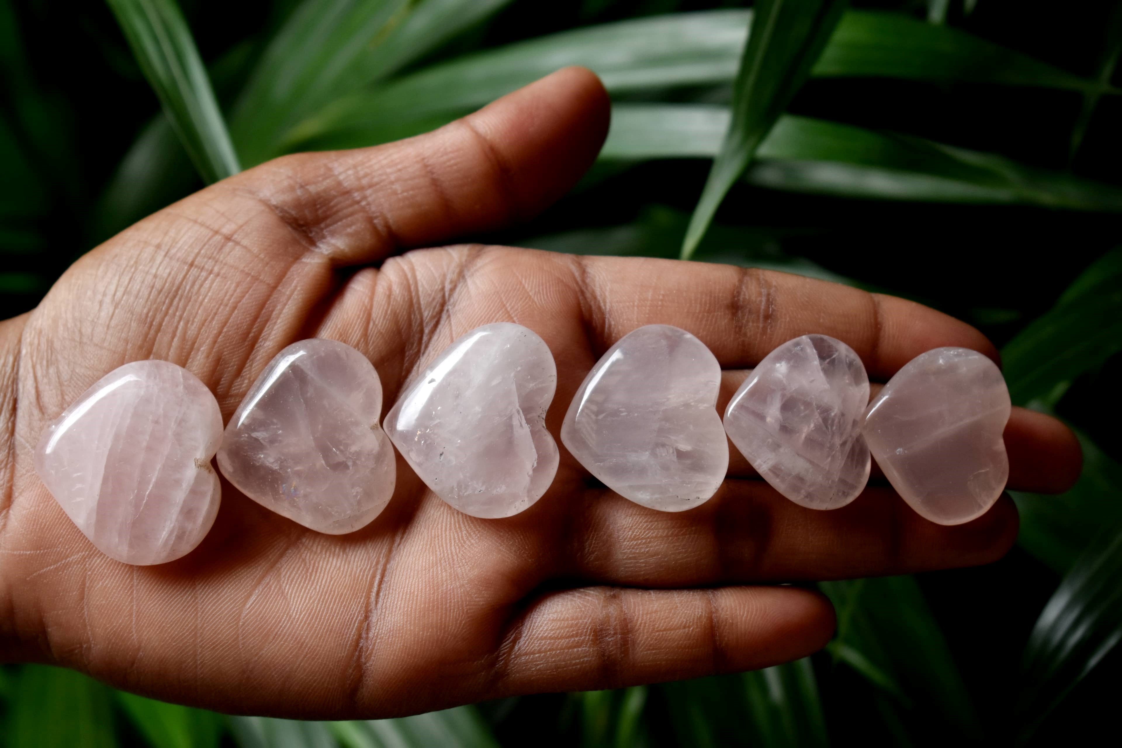 Rose Quartz Heart Crystal, Puffy Mini 1 Inch Pocket Crystal Heart  DestGlow
