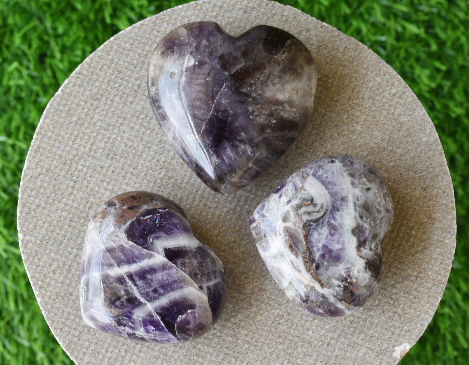 Polished Amethyst Heart Crystal, 2 Inch Pocket Heart Large Puffy Crystal Heart  DestGlow