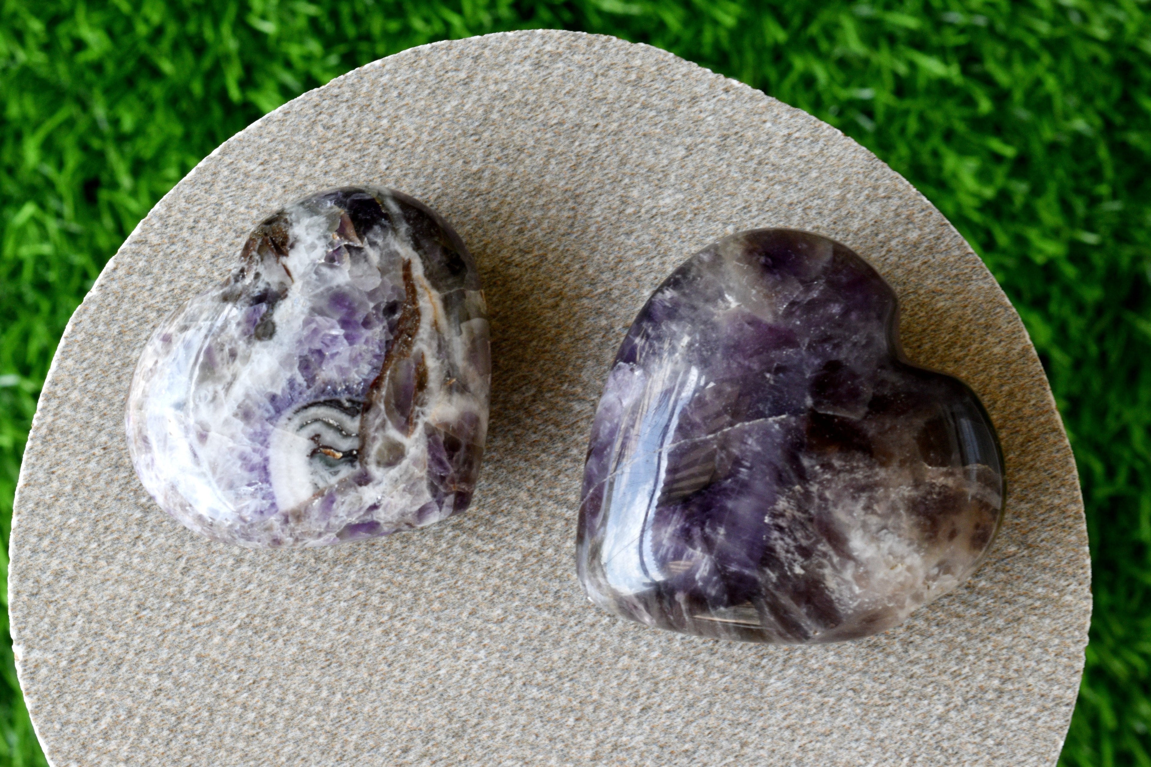 Polished Amethyst Heart Crystal, 2 Inch Pocket Heart Large Puffy Crystal Heart  DestGlow