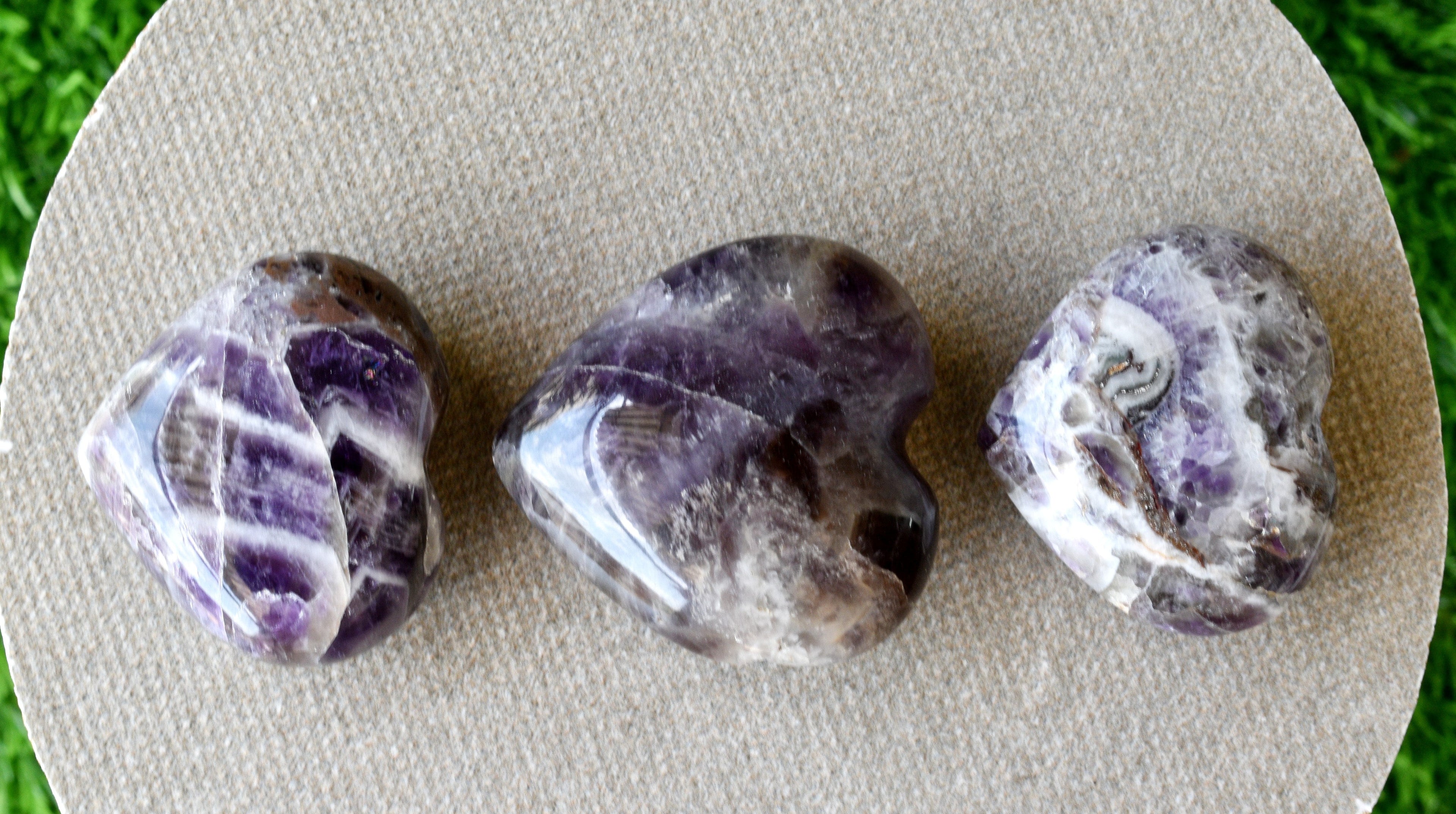 Polished Amethyst Heart Crystal, 2 Inch Pocket Heart Large Puffy Crystal Heart  DestGlow