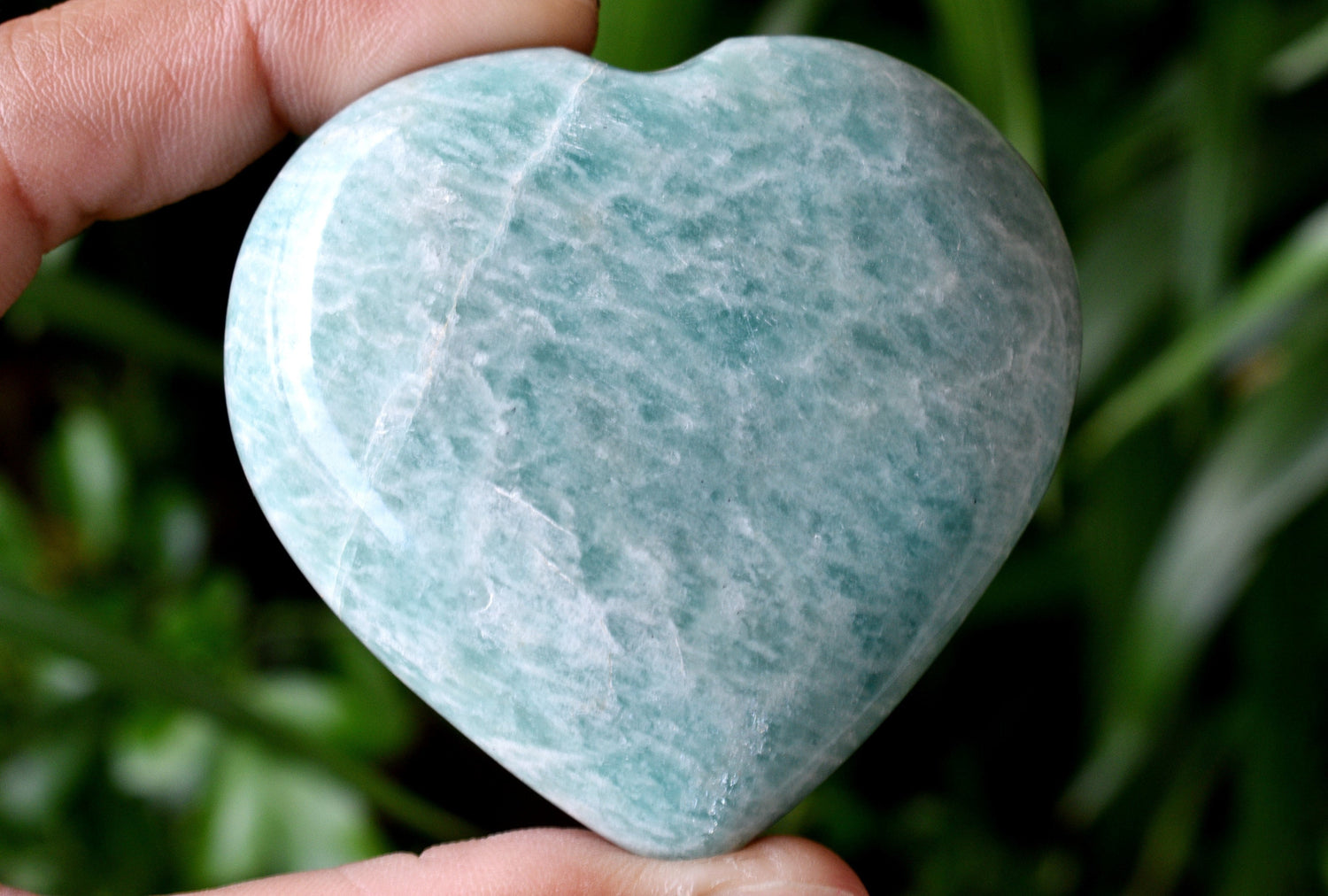 Amazonite Heart Crystal, Puffy Mini 2 Inch Pocket Crystal Heart  DestGlow