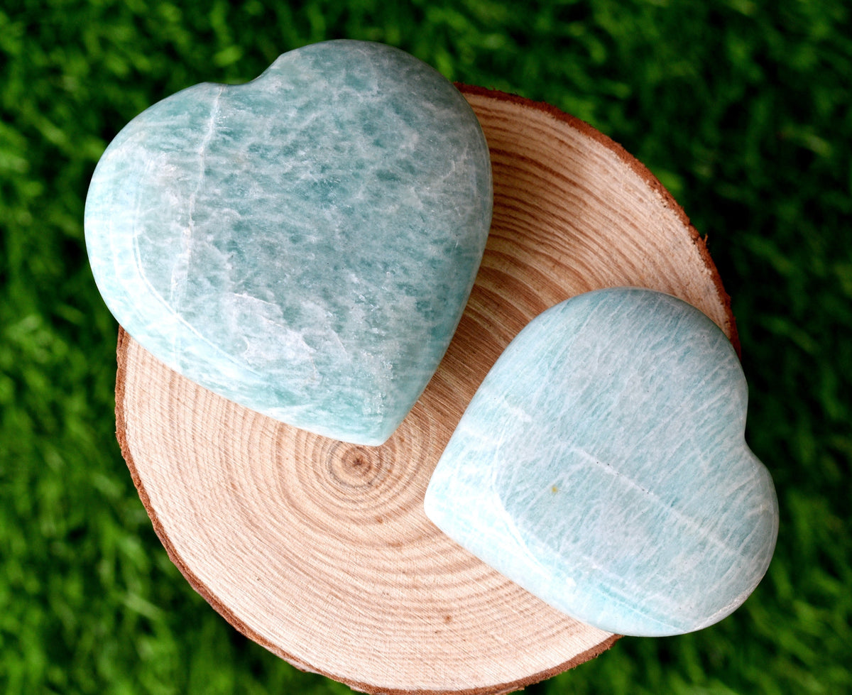 Amazonite Heart Crystal, Puffy Mini 2 Inch Pocket Crystal Heart  DestGlow