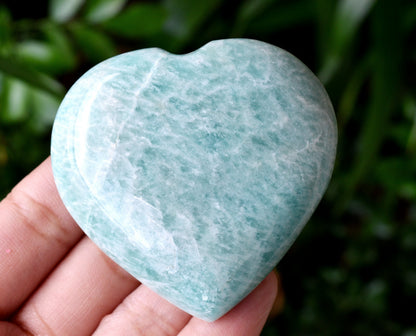 Amazonite Heart Crystal, Puffy Mini 2 Inch Pocket Crystal Heart  DestGlow