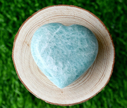 Amazonite Heart Crystal, Puffy Mini 2 Inch Pocket Crystal Heart  DestGlow