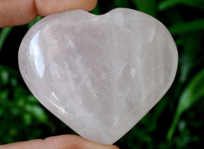 Polished Rose Quartz Heart Crystal, Puffy Mini 2 Inch Pocket Crystal Heart  DestGlow