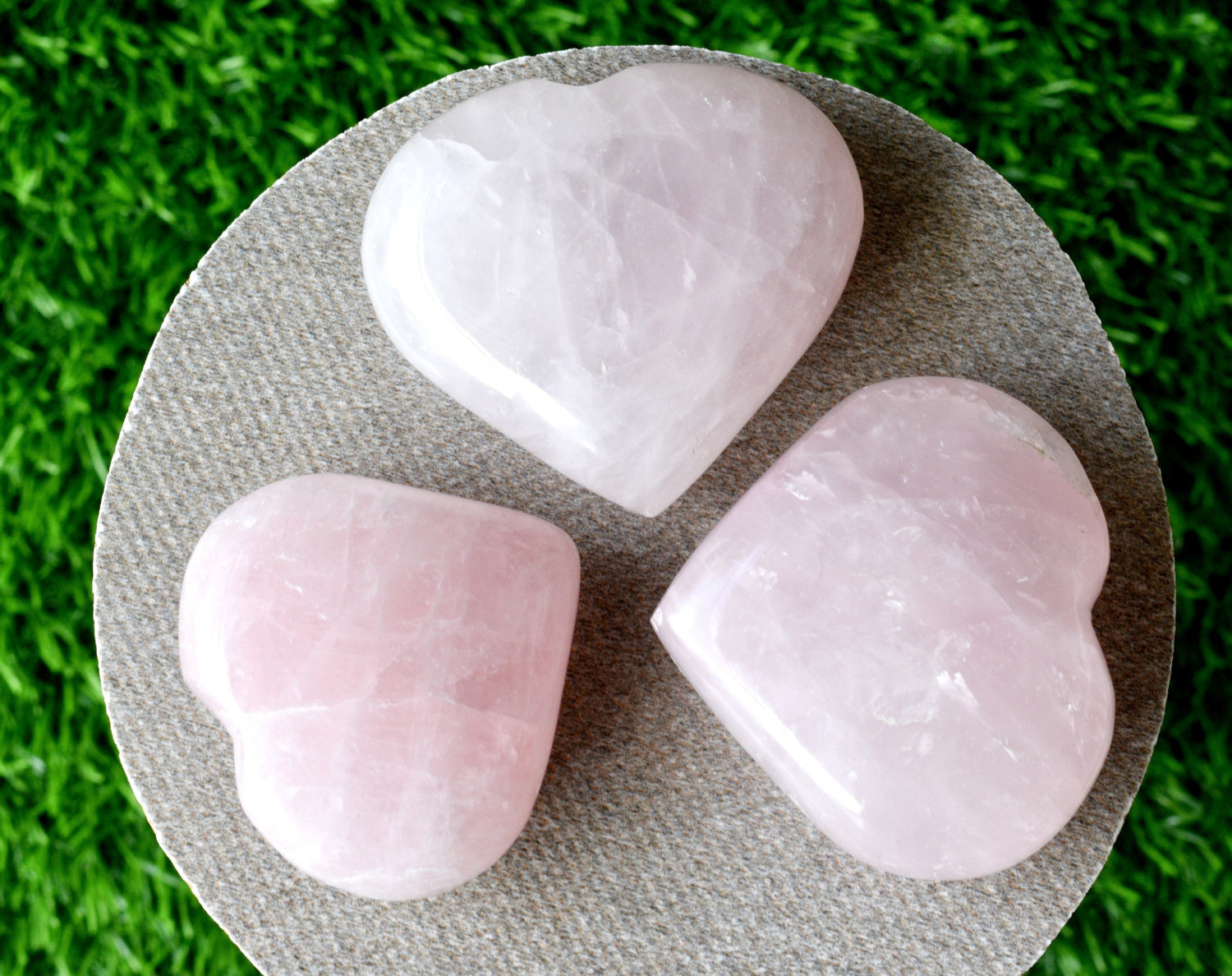 Polished Rose Quartz Heart Crystal, Puffy Mini 2 Inch Pocket Crystal Heart  DestGlow