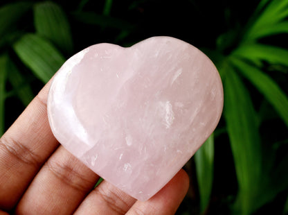 Polished Rose Quartz Heart Crystal, Puffy Mini 2 Inch Pocket Crystal Heart  DestGlow