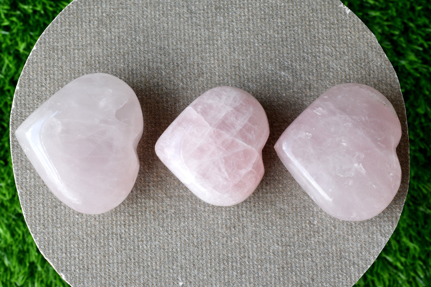 Polished Rose Quartz Heart Crystal, Puffy Mini 2 Inch Pocket Crystal Heart  DestGlow