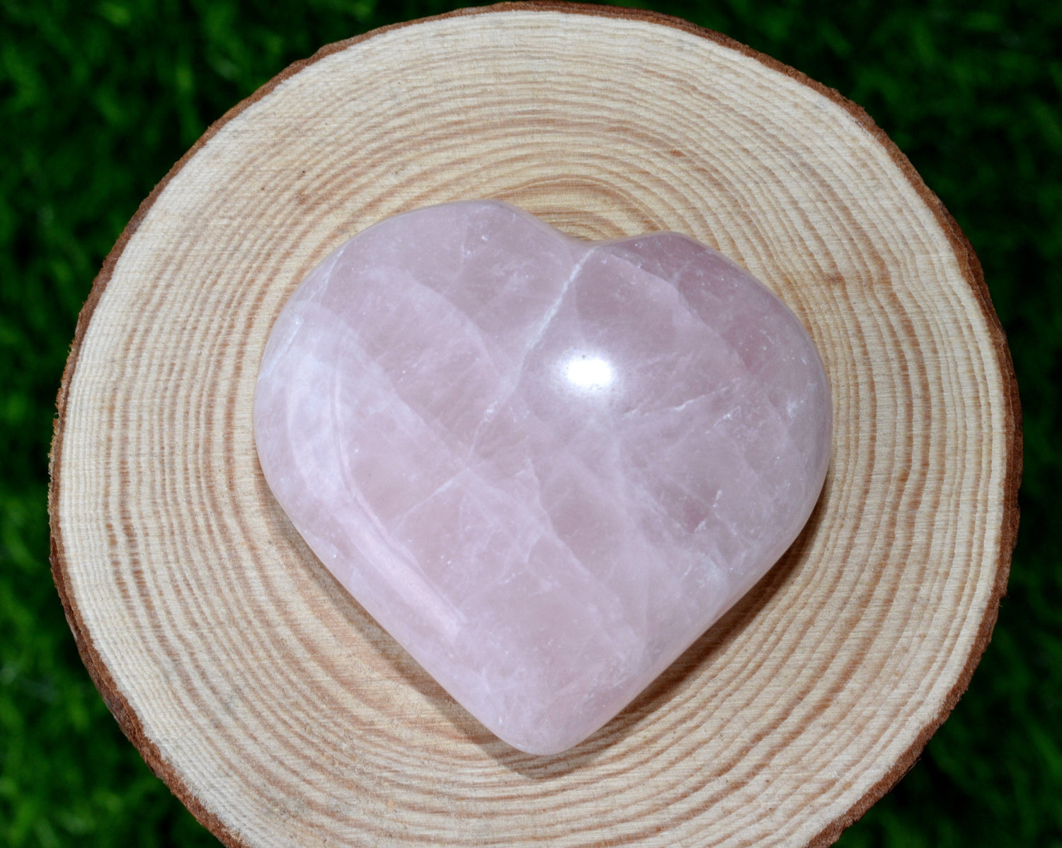 Polished Rose Quartz Heart Crystal, Puffy Mini 2 Inch Pocket Crystal Heart  DestGlow