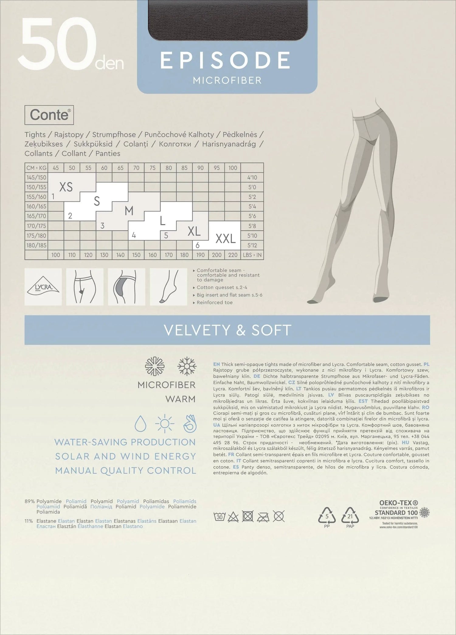 Tights Conte Episode 50 Den - Microfibra Matte Opaque by TheRanok.com