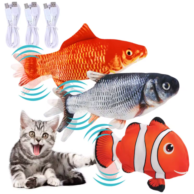 Vida Smart - Premium Interactive Wagging Fish Cat Toy - USB Rechargeable Plush with Realistic Movement for Endless Fun &amp; Entertainment! by Pasteur Pharmacy