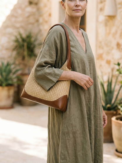 Artisanal Handwoven Colorblock Bucket Bag for Effortless Coastal Style by LINTICO