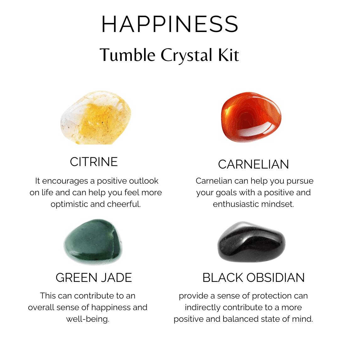 Promoting HAPPINESS Crystal Kit, Gemstone Tumble Kit, Happiness Crystal Gift Set  DestGlow