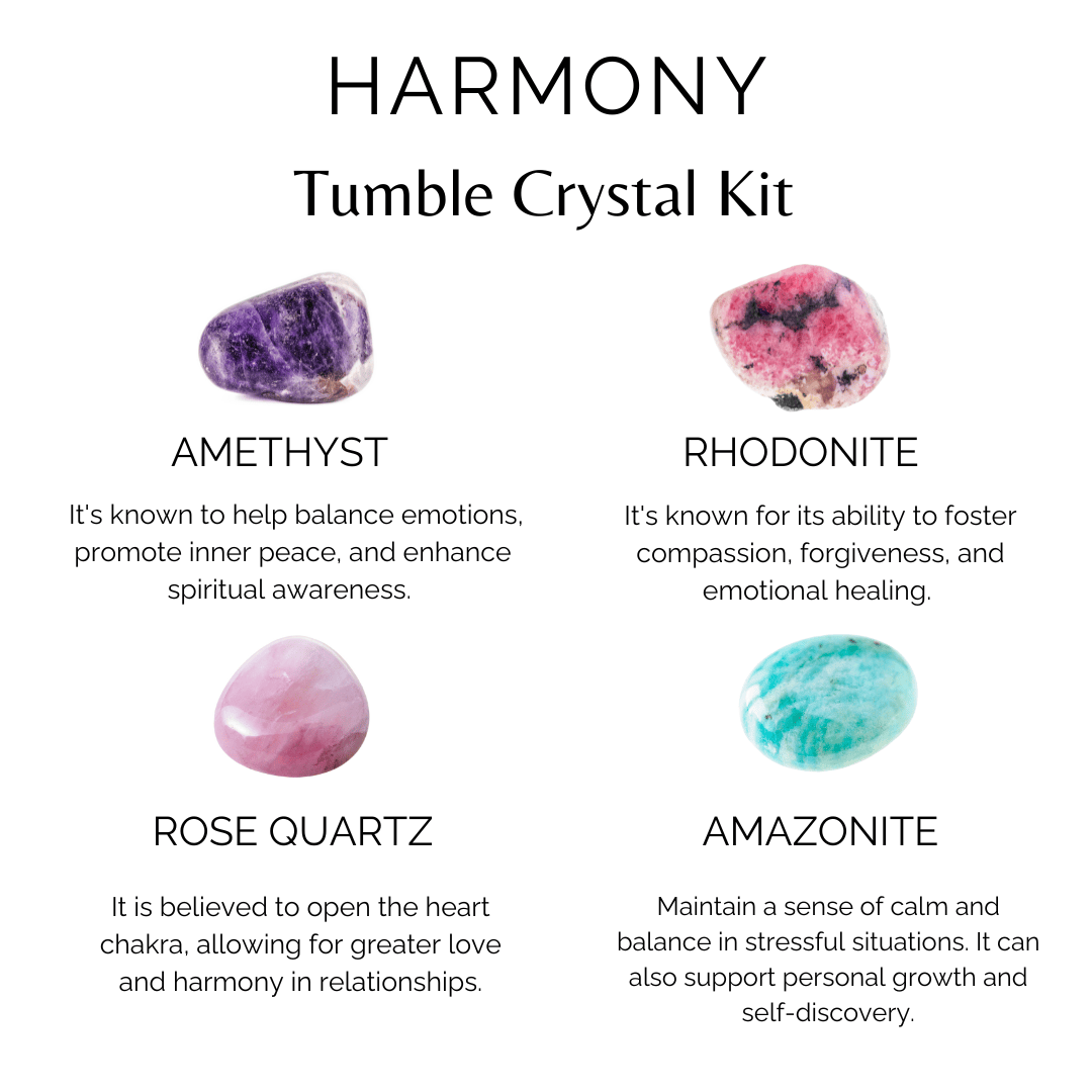 Inspire HARMONY Crystal Kit, Gemstone Tumble Kit, Harmony Crystal Gift Set  DestGlow