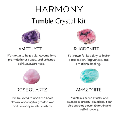 Inspire HARMONY Crystal Kit, Gemstone Tumble Kit, Harmony Crystal Gift Set  DestGlow