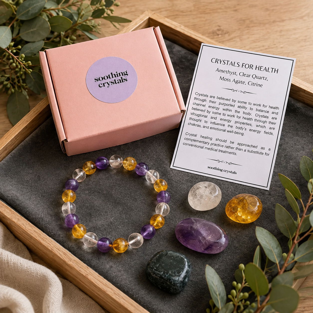 Promotes HEALTH Crystal Kit, Gemstone Tumble Kit, Health Crystal Gift Set