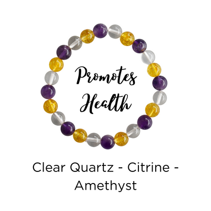 Promotes HEALTH Crystal Bracelet ( Boost Motivation, Spiritual Growth, Clarity)  DestGlow