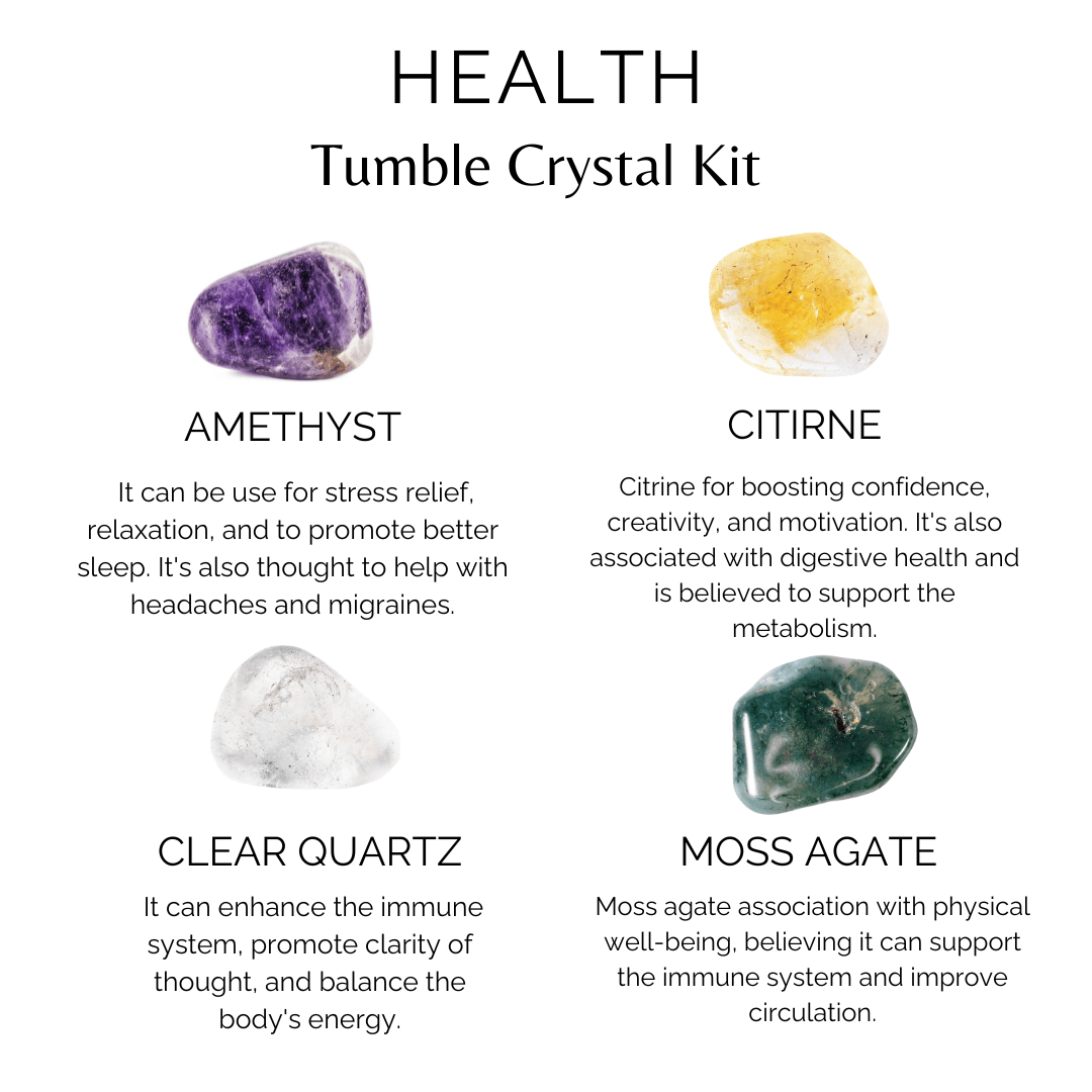 Promotes HEALTH Crystal Kit, Gemstone Tumble Kit, Health Crystal Gift Set  DestGlow