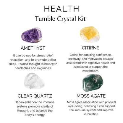 Promotes HEALTH Crystal Kit, Gemstone Tumble Kit, Health Crystal Gift Set  DestGlow