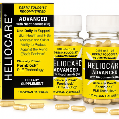 Heliocare Advanced Niacin B3 Supplement Fernblock PLE Extract 240mg Per Serving - Supports Skin Cell Health W/Antioxidant Rich Vitamin B3 Niacin 500 mg - 120 Vegan Capsules