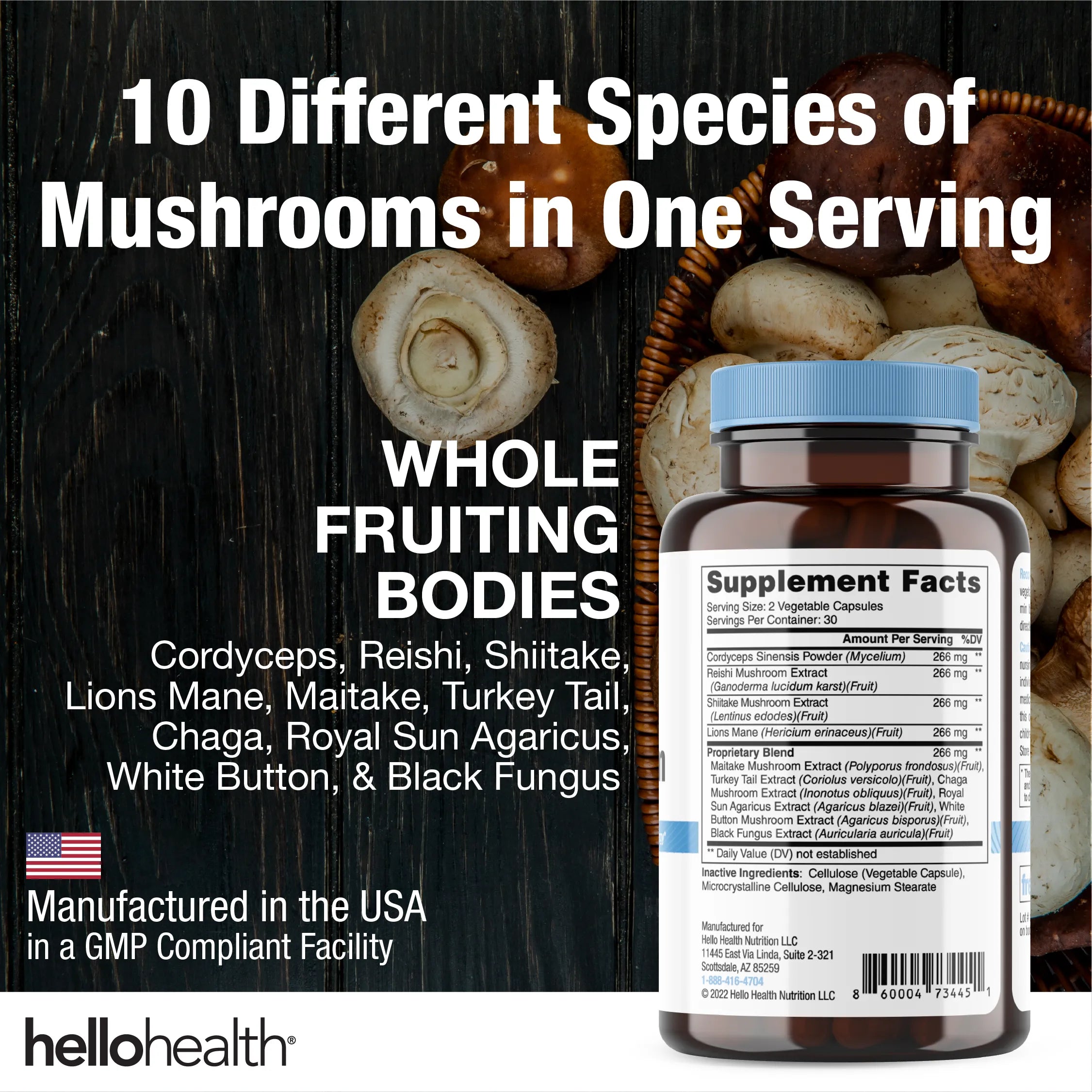 10-in-1 Mushroom Complex capsules  DestGlow
