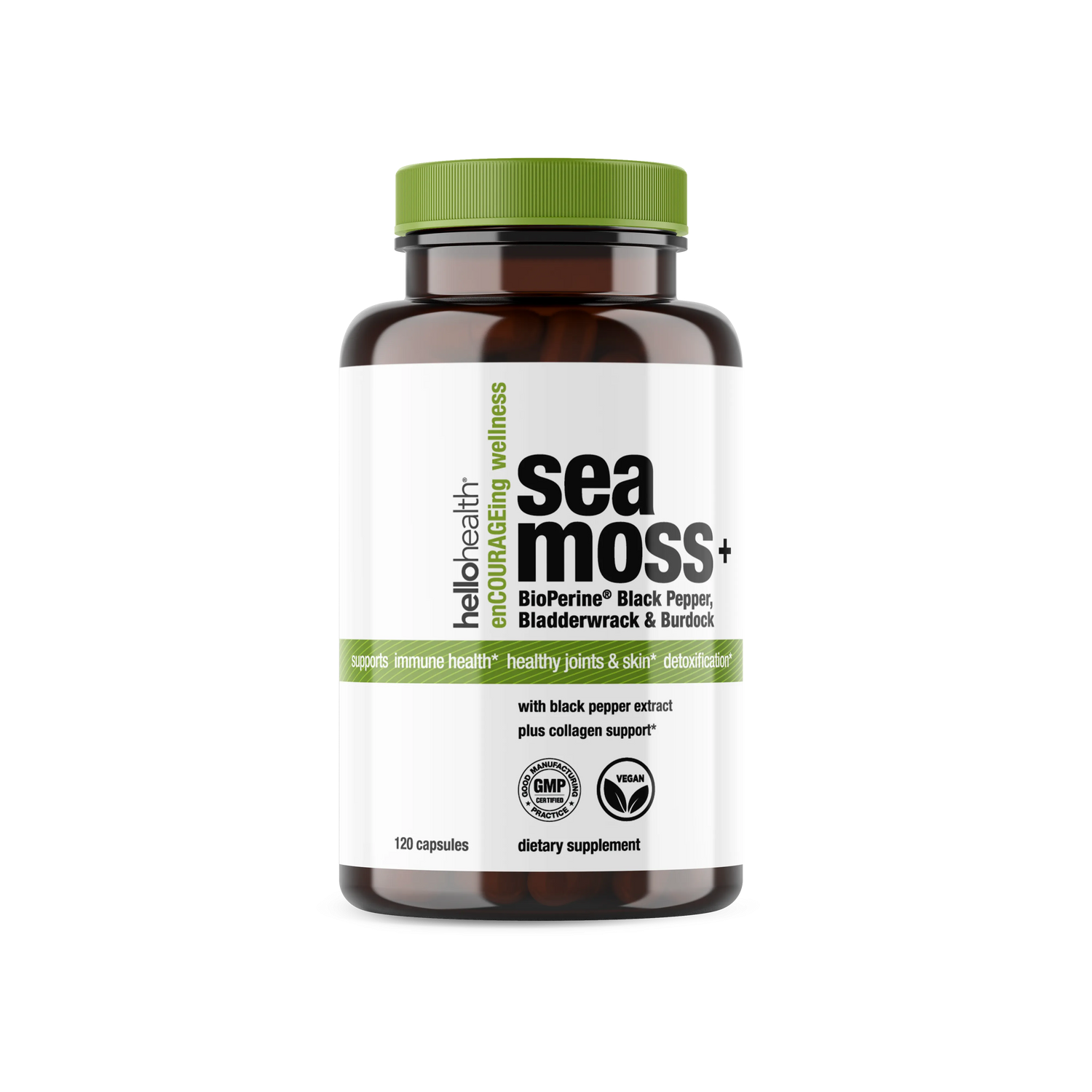 Organic Irish Sea Moss, Organic Bladderwrack, Organic Burdock &amp; Bioperine capsules