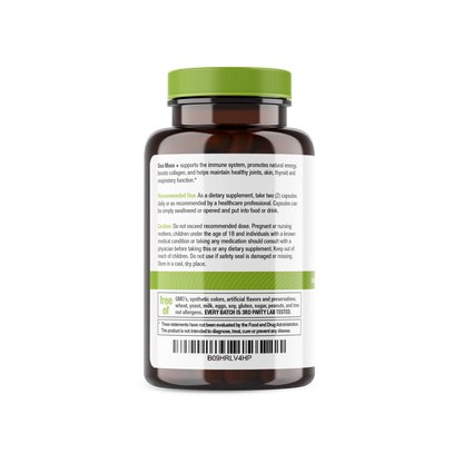 Organic Irish Sea Moss, Organic Bladderwrack, &amp; Organic Burdock capsules