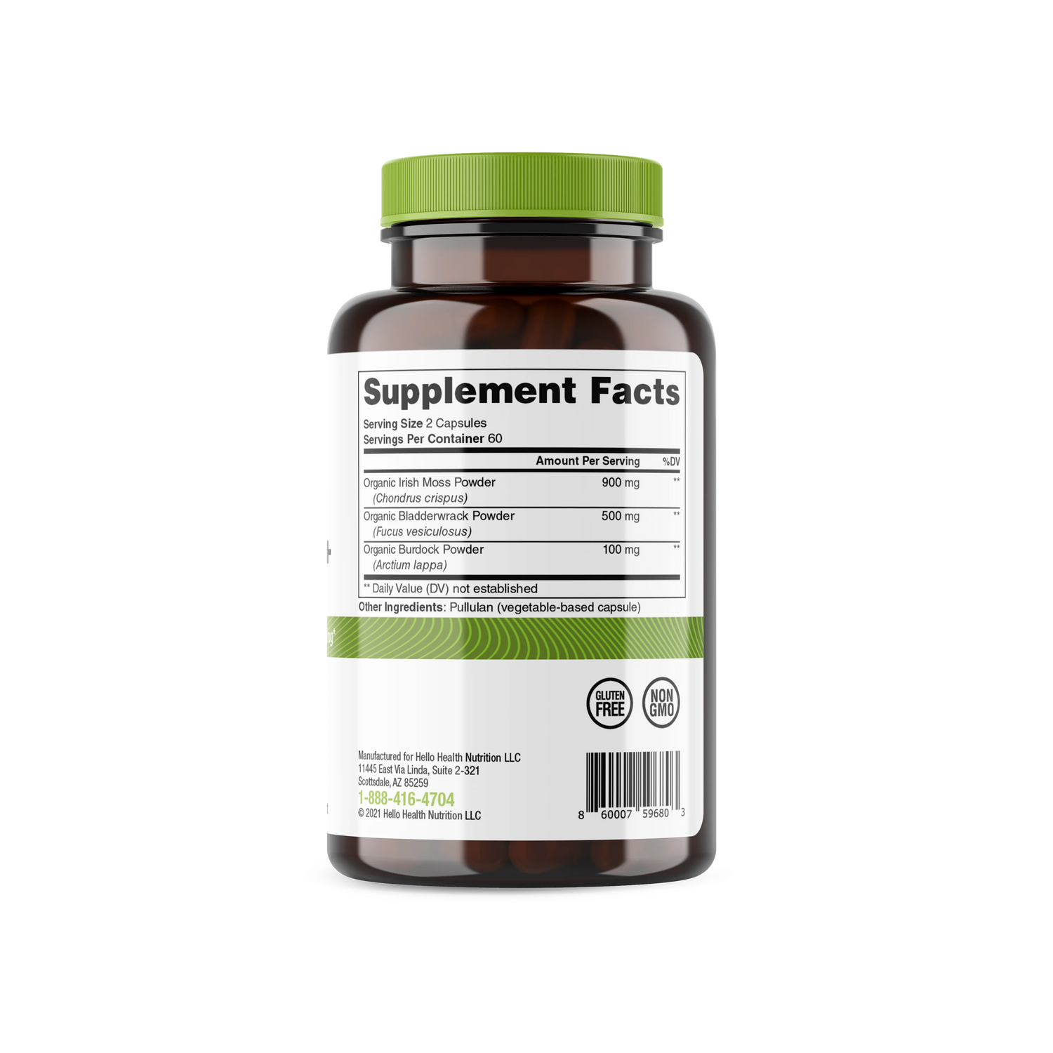 Organic Irish Sea Moss, Organic Bladderwrack, &amp; Organic Burdock capsules