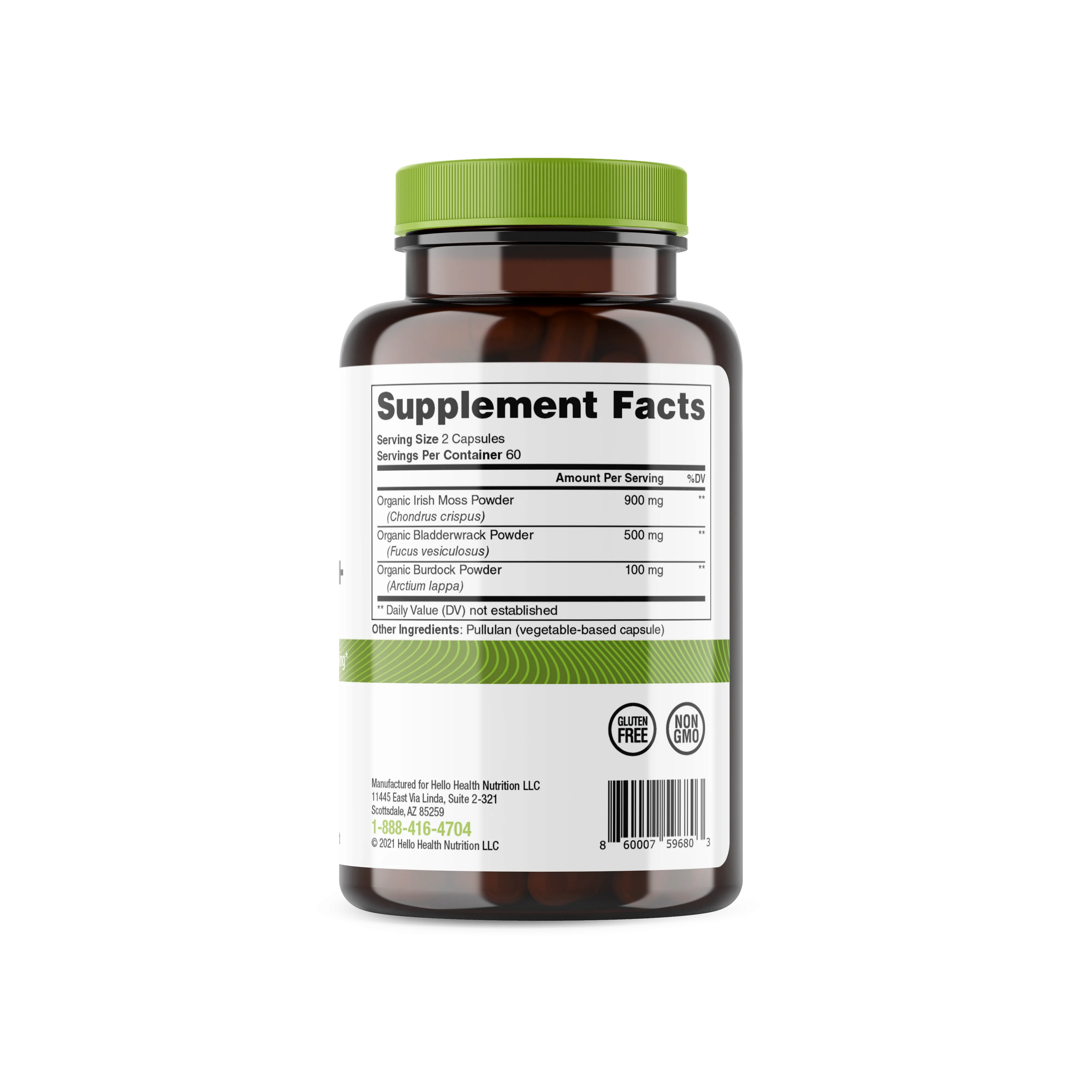 Organic Irish Sea Moss, Organic Bladderwrack, &amp; Organic Burdock capsules