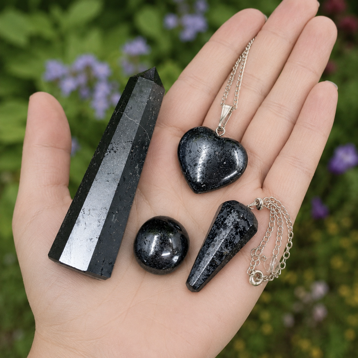 Hematite Crystal Gift Set For Emotional Support and Protection, Real Polished Gemstones.  DestGlow