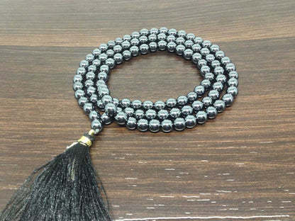 Hematite Gemstone Mala, 108 Prayer Bead Mala.  DestGlow