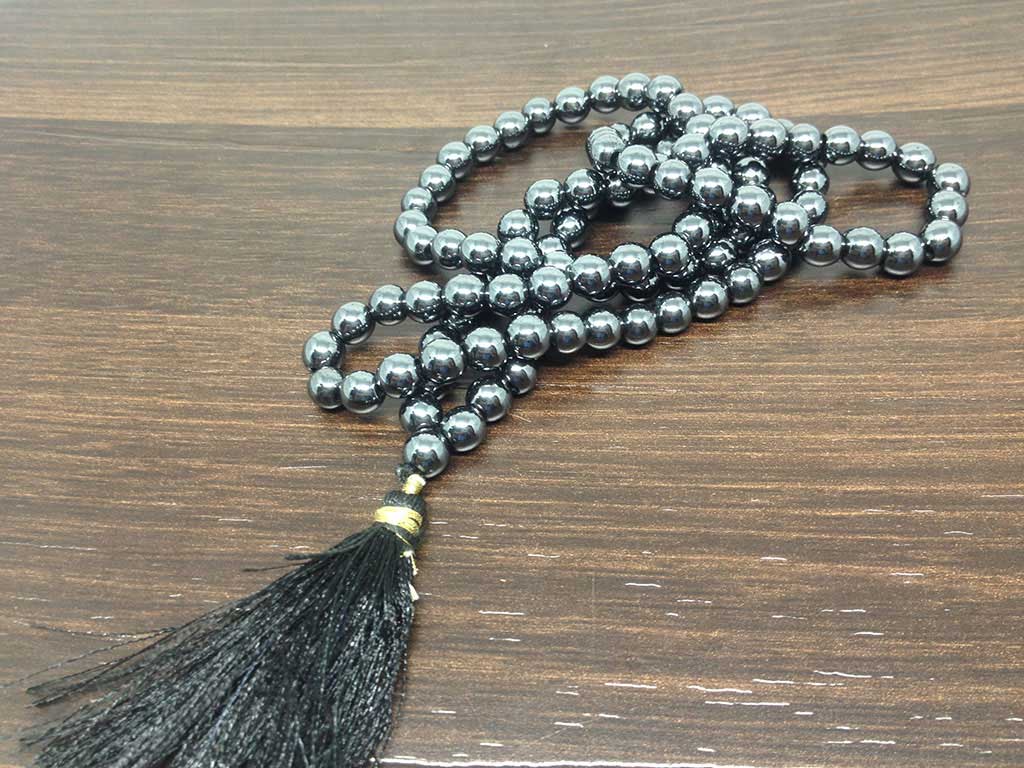 Hematite Gemstone Mala, 108 Prayer Bead Mala.  DestGlow