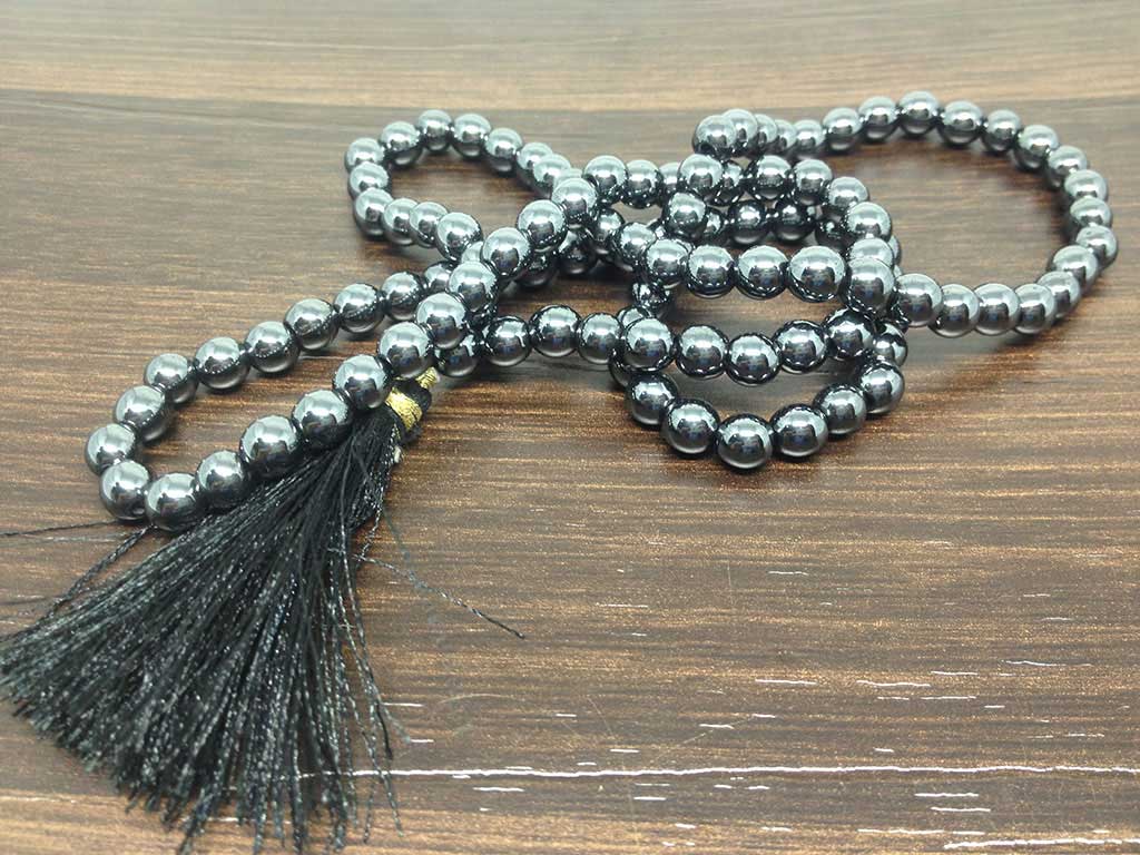 Hematite Gemstone Mala, 108 Prayer Bead Mala.  DestGlow
