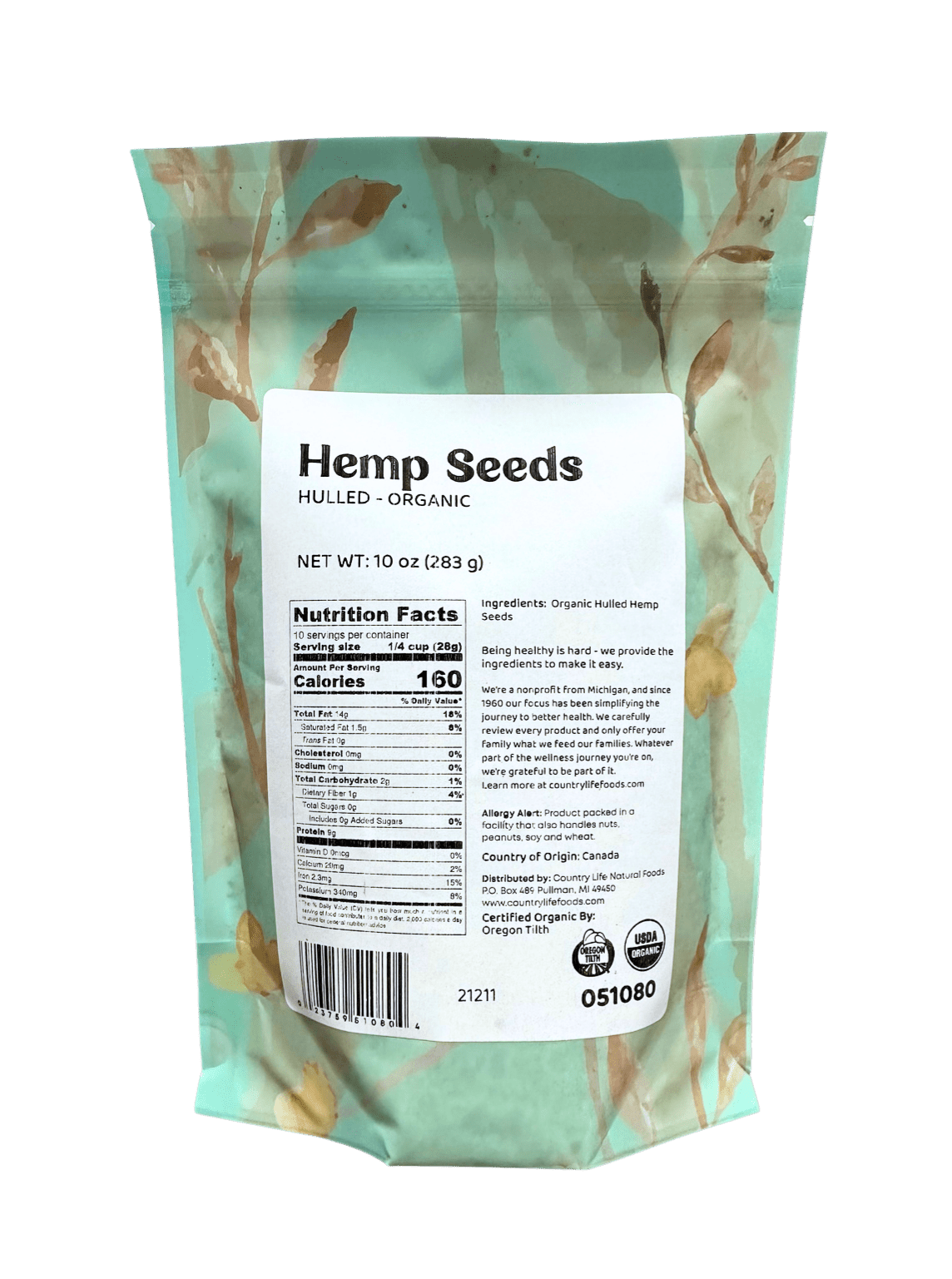 Hemp Seeds, Hulled, Organic by Country Life Natural Foods