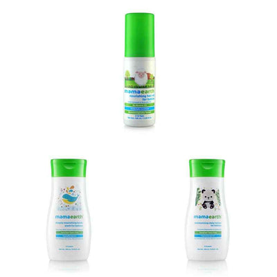 Mamaearth Daily Moisturizing Lotion & Deeply Nourishing Wash & Nourishing Hair Oil for Babies