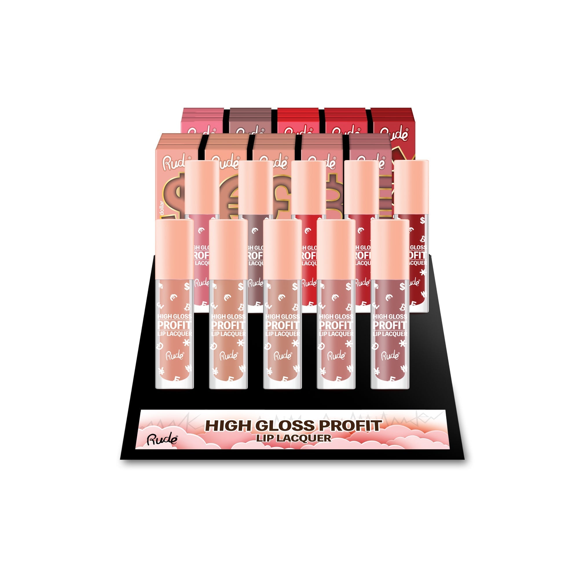 RUDE High Gloss Profit Lip Lacquer Display Set, 80 pcs - DestGlow