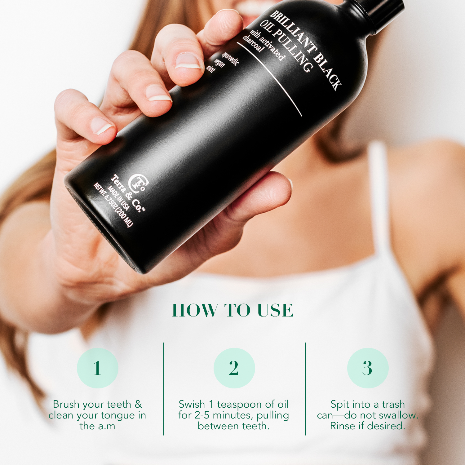 Brilliant Black® Oil Pulling – Ayurvedic Mouthwash for Teeth Whitening, Detox &amp; Gum Health