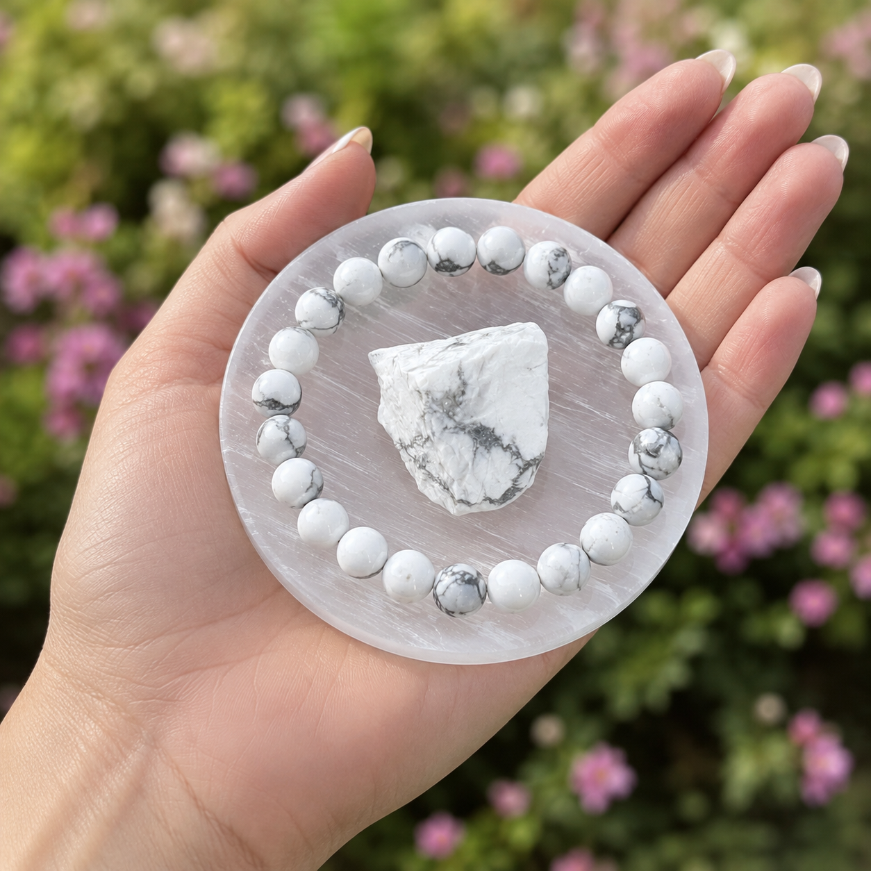 Howlite Crystal Gift Set For Emotional Support and Protection, Real Polished Gemstones.  DestGlow