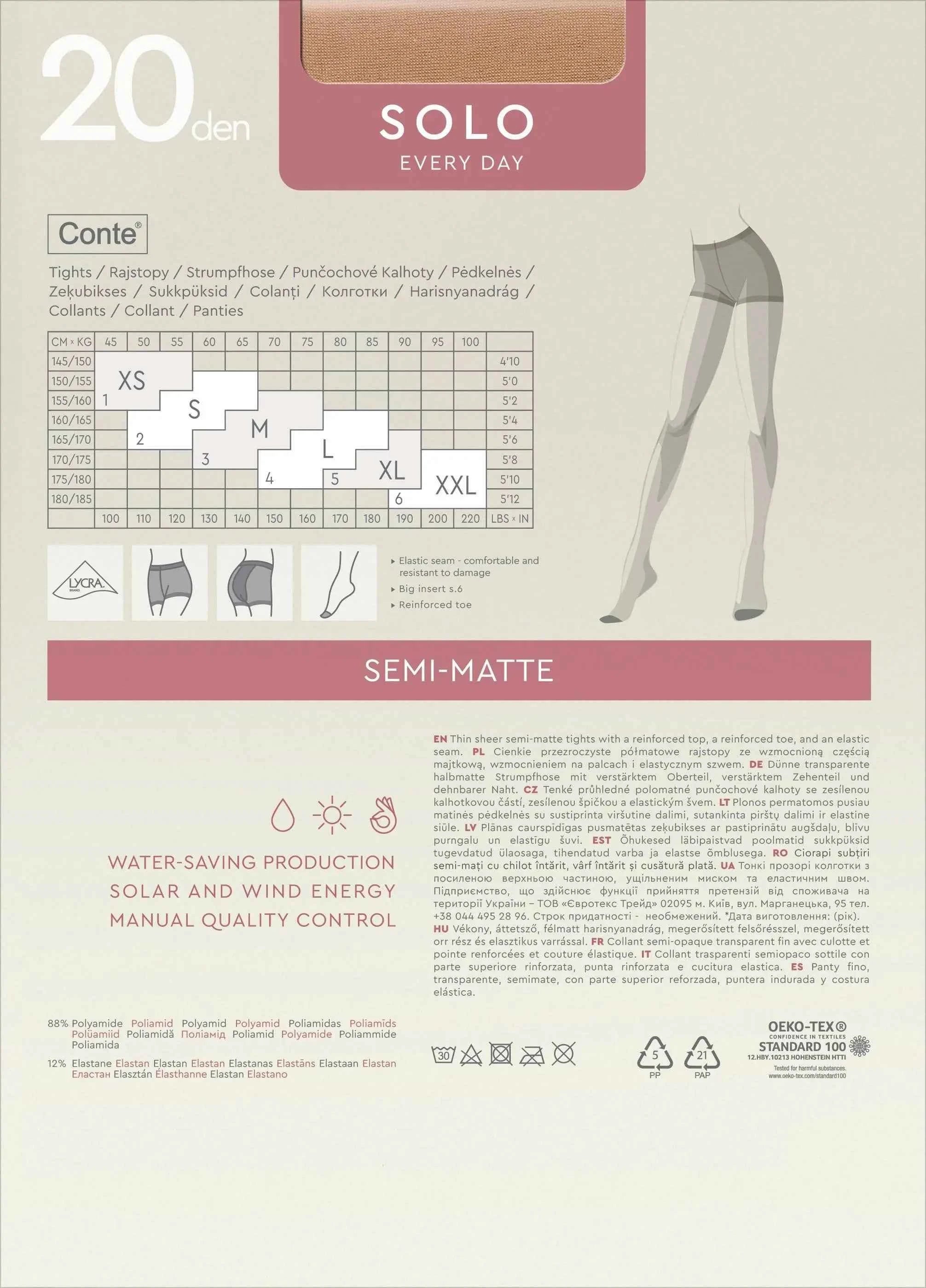 Tights Conte Solo 20 Den - Classic Pantyhose