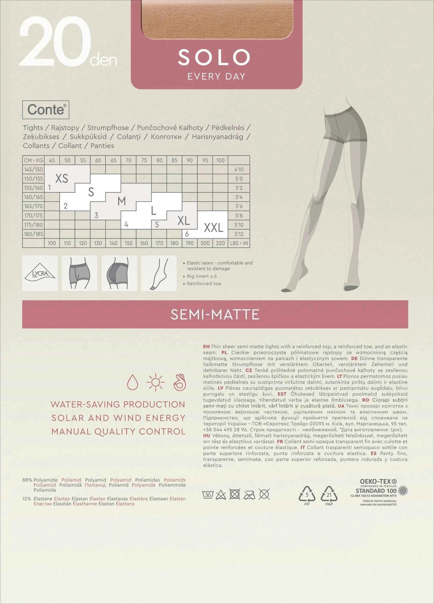 Tights Conte Solo 20 Den - Classic Pantyhose