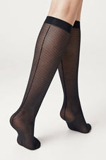 Fantasy Knee Highs Conte Lines - Horizontal Stripes and Seam Effect 