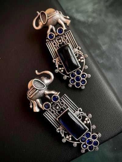 Joban Fashion Oxidized Elephant Stud Earring