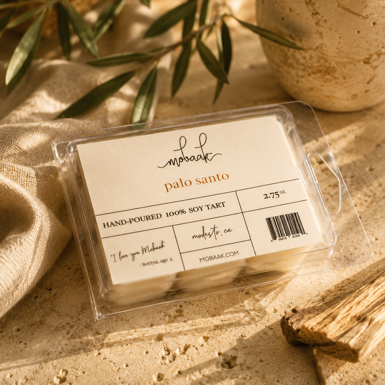 Palo Santo Wax Melt (Wickless Tart) by Mobaak Aromatherapy Shoppe