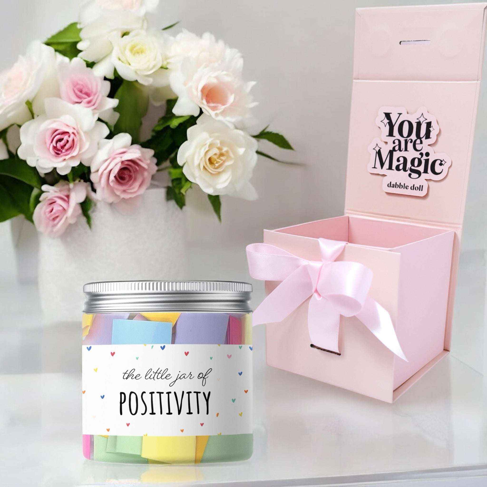 Positivity Jar with Uplifting Quotes | Gift Box