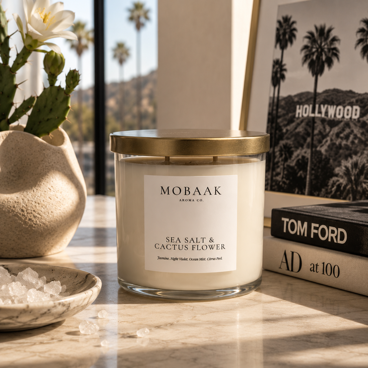 Sea Salt &amp; Cactus Flower Candle  DestGlow