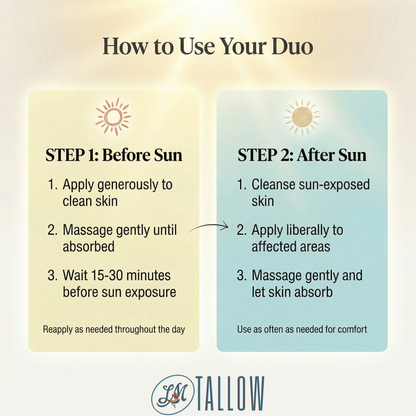 Tallow Sun Care Duo - Natural Before &amp; After Sun Cream Gift Set with Zinc Oxide by The Lady May