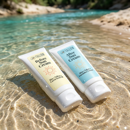 Tallow Sun Care Duo - Natural Before &amp; After Sun Cream Gift Set with Zinc Oxide by The Lady May