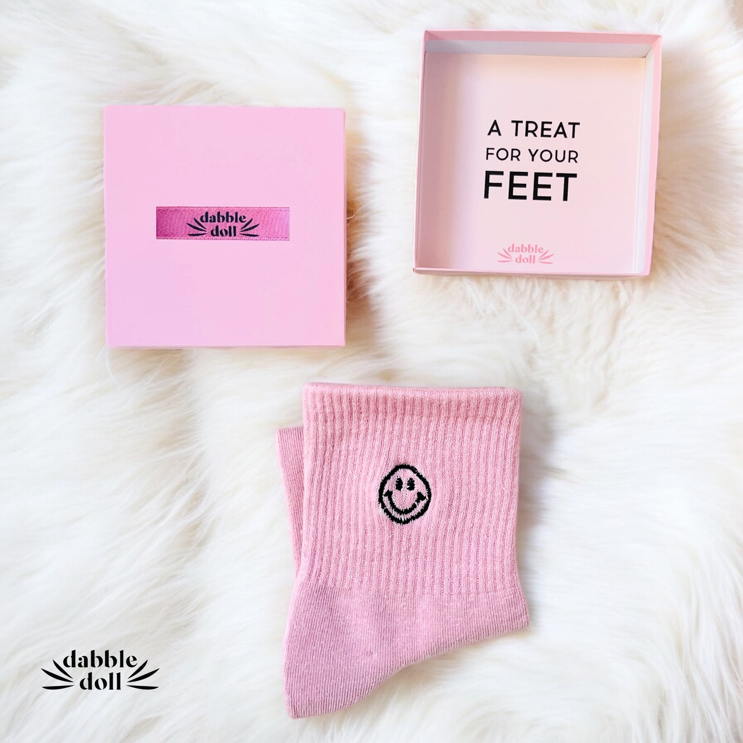 Smiley Face Socks (Pink/Mauve)