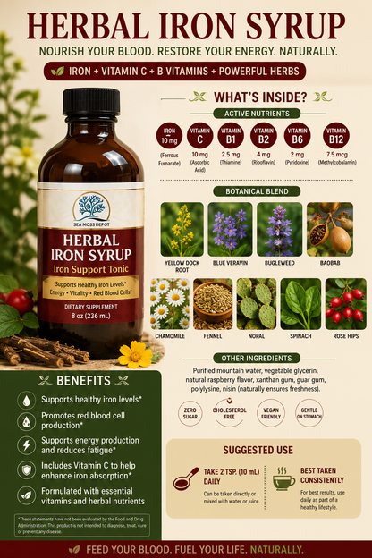 Herbal Iron Liquid Supplement | Natural Vegan Iron Boost for Energy, Vitality &amp; Wellness  DestGlow