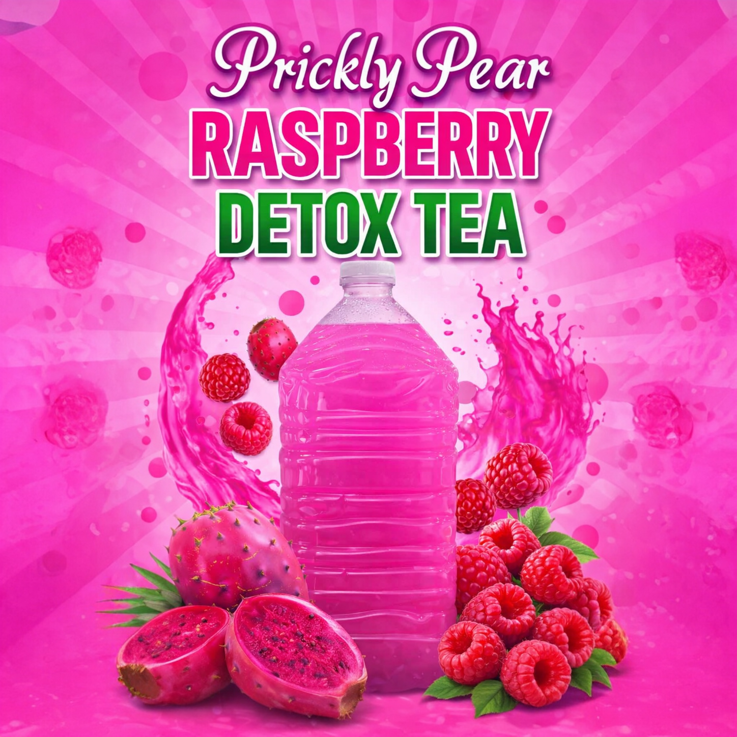 Prickly Pear Raspberry Detox Tea | Natural Herbal Cleanse for Digestion, Bloating &amp; Fat Burn by Seamoss depot